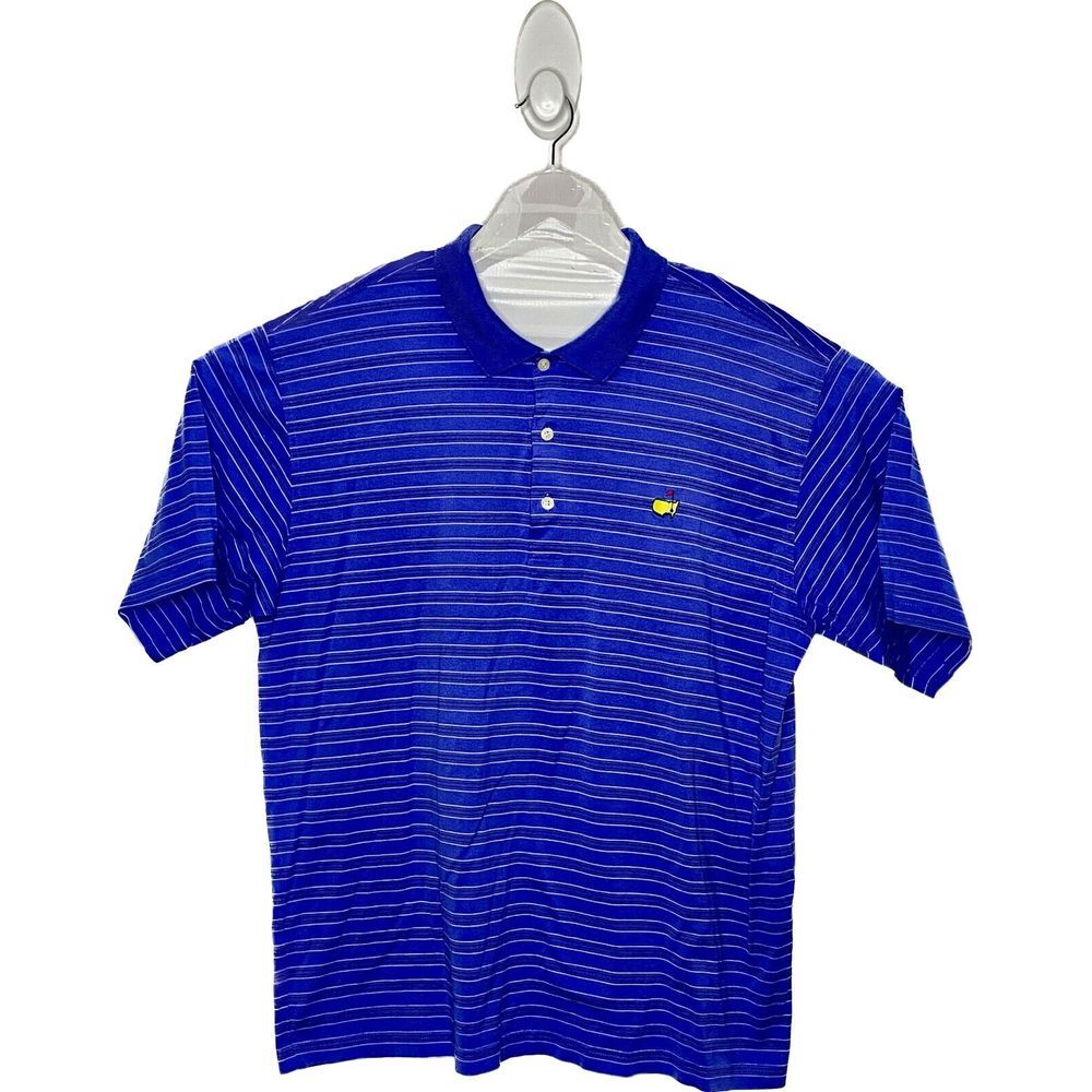 Masters Golf Polo Shirt Blue Striped XL Golf Attire EUC‎